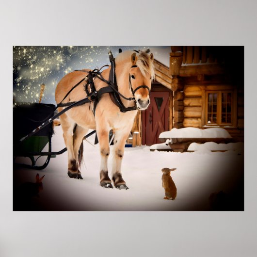 Eerste kerstnacht op het boerderij met paard poster (Voorkant)