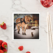 Eerste kerstnacht op het boerderij met paard servetten (Insitu)