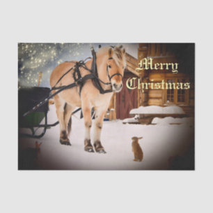 Eerste kerstnacht op het boerderij met paard tissuepapier