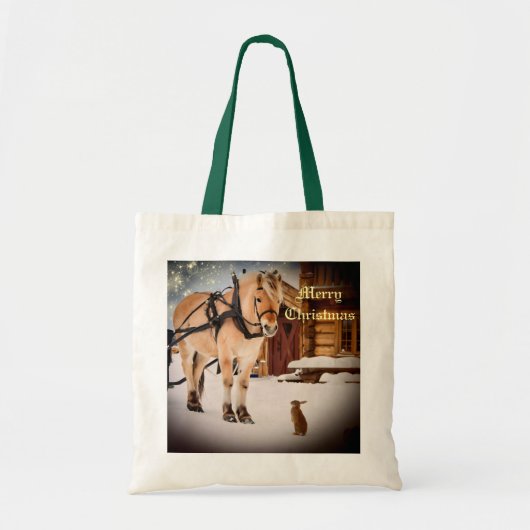 Eerste kerstnacht op het boerderij met paard tote bag (Voorkant)