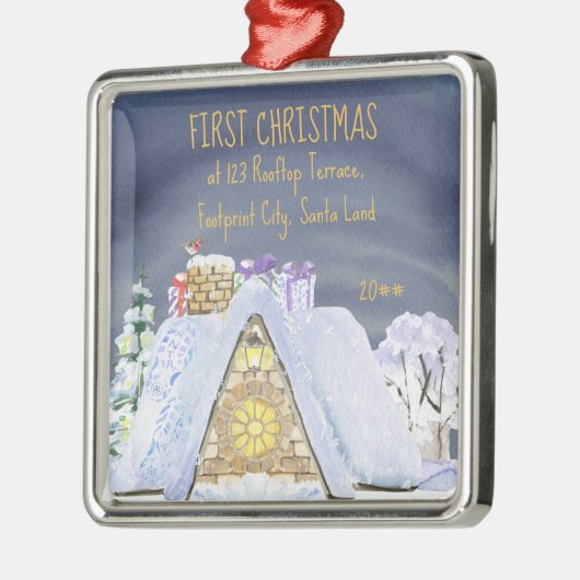 Eerste kerstnieuwe kerstman: Kerstman op straat Metalen Ornament (Links)