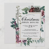 Eerste kerstopening Rustic Red Floral Kaart (Voorkant / Achterkant)