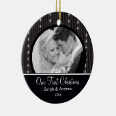 Eerste kerstornament Black & White Stripes Keramisch Ornament (Rechts)