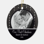 Eerste kerstornament Black & White Stripes Keramisch Ornament (Links)