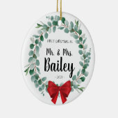 Eerste kerstOrnament Pas getrouwd Weddenschap Gift Keramisch Ornament (Rechts)