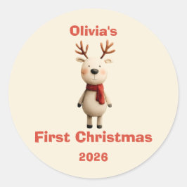 Eerste kerstOrnament van gepersonaliseerde Baby Ronde Sticker