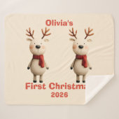 Eerste kerstOrnament van gepersonaliseerde Baby Sherpa Deken (Voorkant (horizontaal))