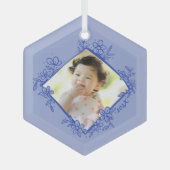 Eerste kerstOrnament voor baby's - blauw Glas Ornament (Voorkant)