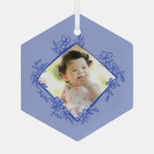 Eerste kerstOrnament voor baby's - blauw Glas Ornament (Achterkant)