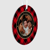 Eerste kerstouders Rustic Red Pset Foto Ornament (voorkant)