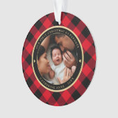 Eerste kerstouders Rustic Red Pset Foto Ornament (voorkant)