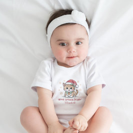 Eerste kerstoutfit met knuffelende kater Santa Romper