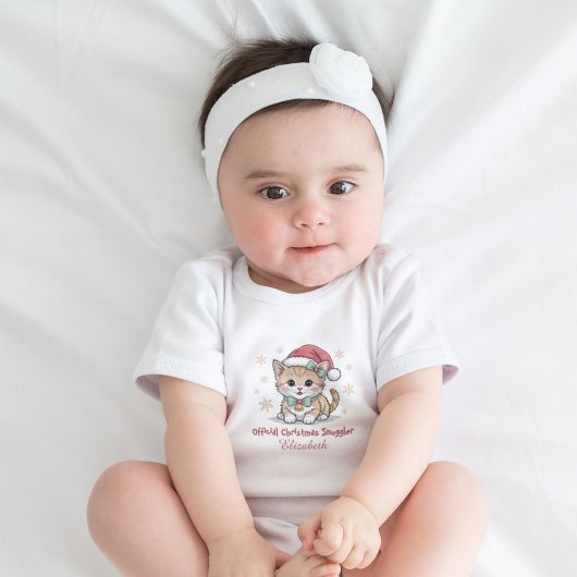 Eerste kerstoutfit met knuffelende kater Santa Romper