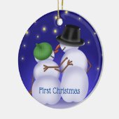 Eerste kerstpaar gepersonaliseerd keramisch ornament (Links)