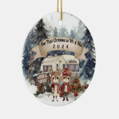 Eerste Kerstpaar RV Camping Pas getrouwd Keramisch Ornament (Rechts)