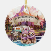 Eerste Kerstpaar RV Camping Pas getrouwd Keramisch Ornament (Voorkant)