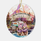 Eerste Kerstpaar RV Camping Pas getrouwd Keramisch Ornament (Links)