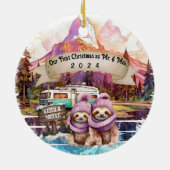 Eerste Kerstpaar RV Camping Pas getrouwd Keramisch Ornament (Achterkant)