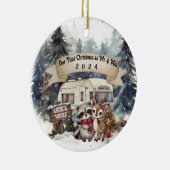 Eerste Kerstpaar RV Camping Pas getrouwd Keramisch Ornament (Rechts)