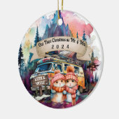 Eerste Kerstpaar RV Camping Pas getrouwd Keramisch Ornament (Links)