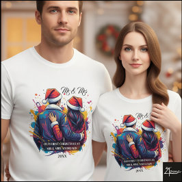 Eerste kerstpaar Santa verfspatten T-shirt