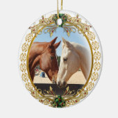 Eerste kerstpaarden keramisch ornament (Links)