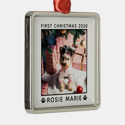 Eerste kerstpagina Fotonaam schilderen Afdrukken A Metalen Ornament (Rechts)