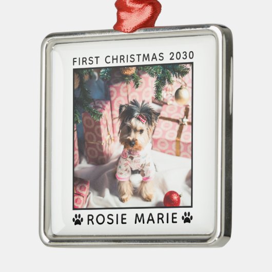 Eerste kerstpagina Fotonaam schilderen Afdrukken A Metalen Ornament (Links)