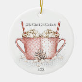 Eerste kerstparen met warmtecacao keramisch ornament (Voorkant)