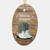 Eerste kerstparen Nieuw thuisland Keramisch Ornament (Links)