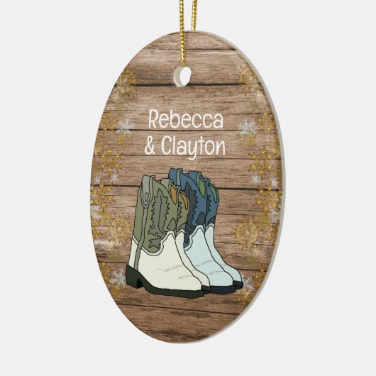 Eerste kerstparen Nieuw thuisland Keramisch Ornament (Links)