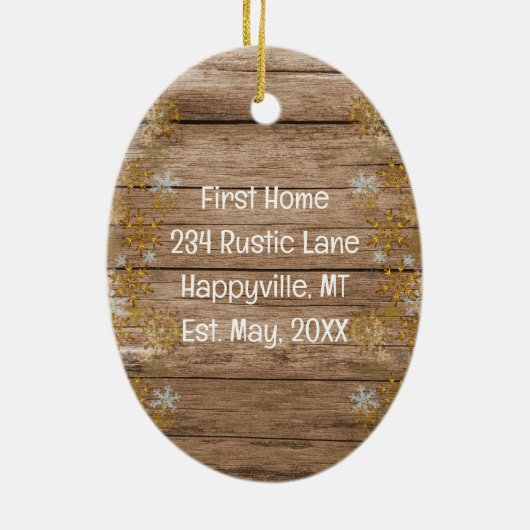 Eerste kerstparen Nieuw thuisland Keramisch Ornament (Achterkant)