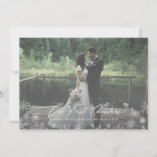 Eerste kerstPas getrouwd met kalligrafie Feestdagenkaart