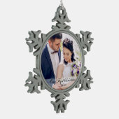 Eerste kerstPas getrouwd Weddenschap Foto Ornament (Links)