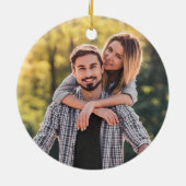 Eerste kerstPassen getrouwd Foto Tortelduifjes Keramisch Ornament (Achterkant)