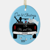 Eerste kerstPassen getrouwd Keramisch Ornament (Rechts)