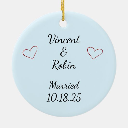 Eerste kerstPassen getrouwd Keramisch Ornament (Achterkant)