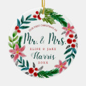 Eerste kerstPassen getrouwd Keramisch Ornament (Voorkant)