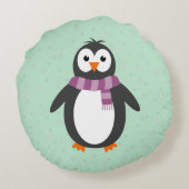 Eerste kerstpinguïns, aangepaste tekst dubbelzijdi rond kussen (Achterkant)