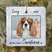 Eerste kerstpop - Silver Dog Pet-foto Keramisch Ornament