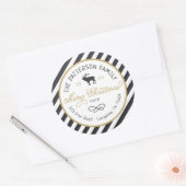 Eerste kerstrendiercirkel Retouradreslabel Ronde Sticker (Envelop)