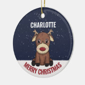 Eerste kerstrenrendiertje voor baby's & foto keramisch ornament (Links)
