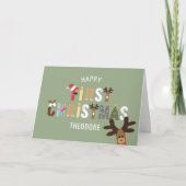 Eerste kerstrenrenrendierWenskaart voor baby's Kaart (Voorkant)