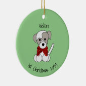 Eerste kerstronde van de puppy keramisch ornament (Rechts)