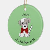 Eerste kerstronde van de puppy keramisch ornament (Links)