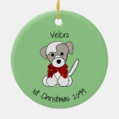 Eerste kerstronde van de puppy keramisch ornament (Achterkant)