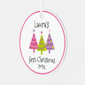 Eerste kerstroze bomen op maat metalen ornament (Voorkant links)