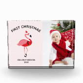 Eerste Kerstroze flamingo Santa Fotoblokken (Voorkant)