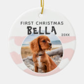 Eerste kerstroze Waterverf Puppy Dog Foto Keramisch Ornament (Voorkant)
