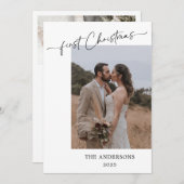 Eerste kerstscript 2 foto's bruiloft kerst bedankkaart (Voorkant / Achterkant)